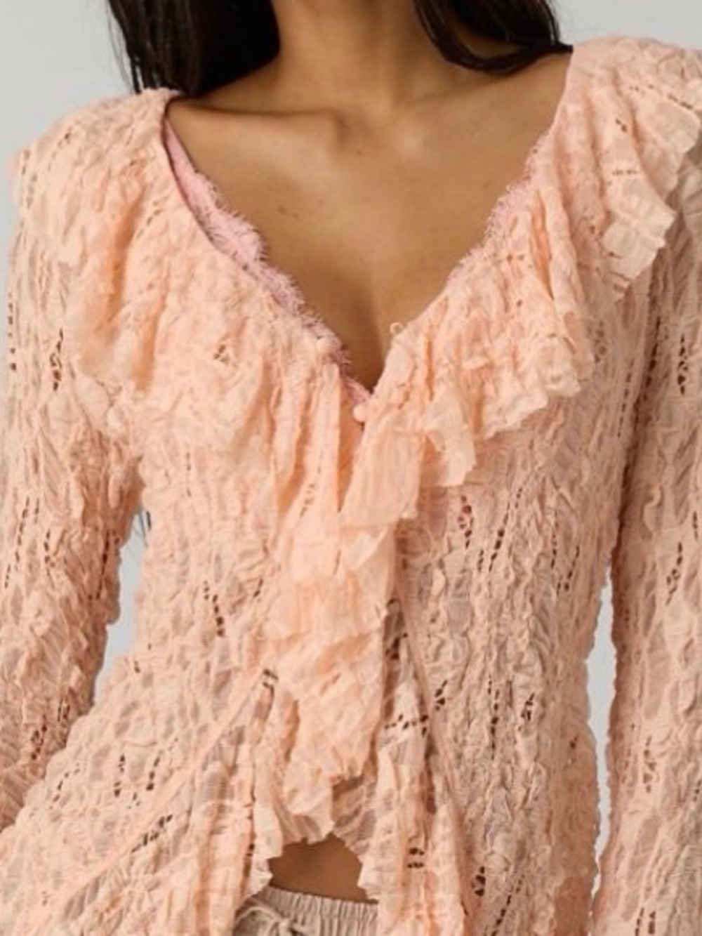 Free People Laney Cardi in Papaya - Size Medium NWT - Picture 5 of 5